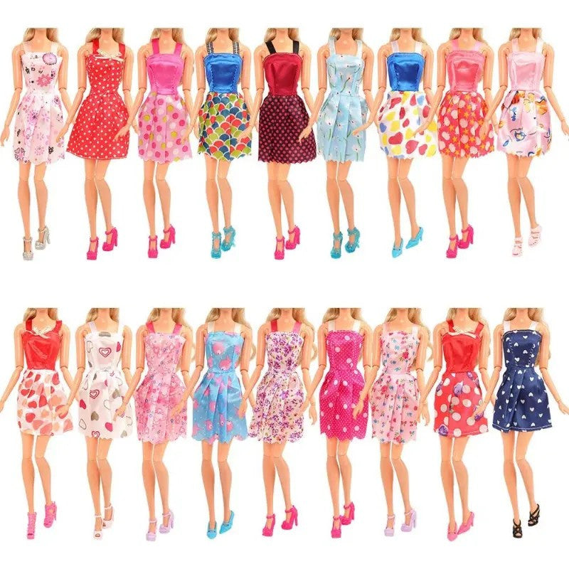 Doll Clothes & Accessories Set: Wedding Gown, Dresses, Shoes, Jewelry, Crowns