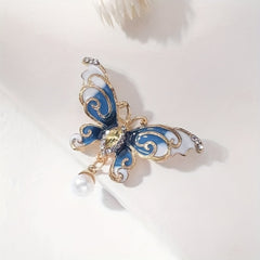 Turquoise Butterfly Brooch with Freshwater Pearls for Girls