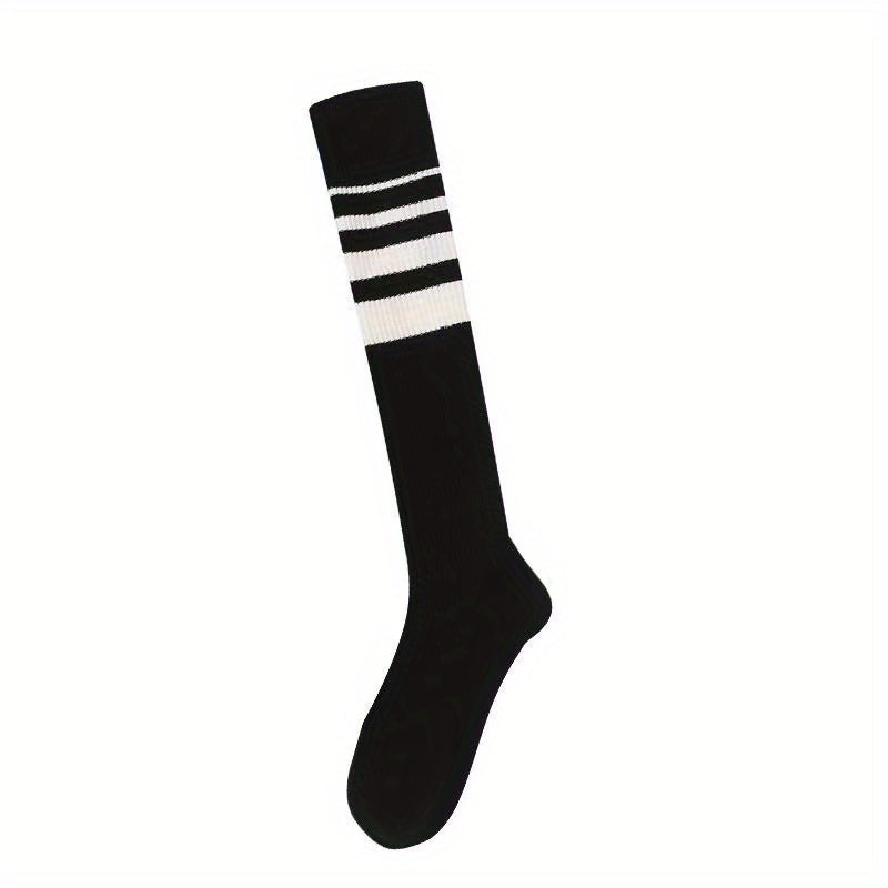 Colorblock Striped Calf Socks Comfy Knee High Socks Women's Stockings