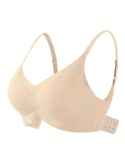 Solid Wireless Push Up Bra Comfy & Breathable