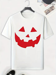 Men's Halloween Pumpkin Print T shirt Active Tee