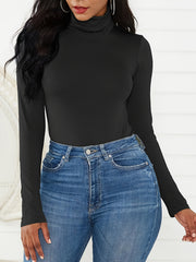 Sexy Turtleneck Slim Fit Bodysuit Long Sleeve One Piece