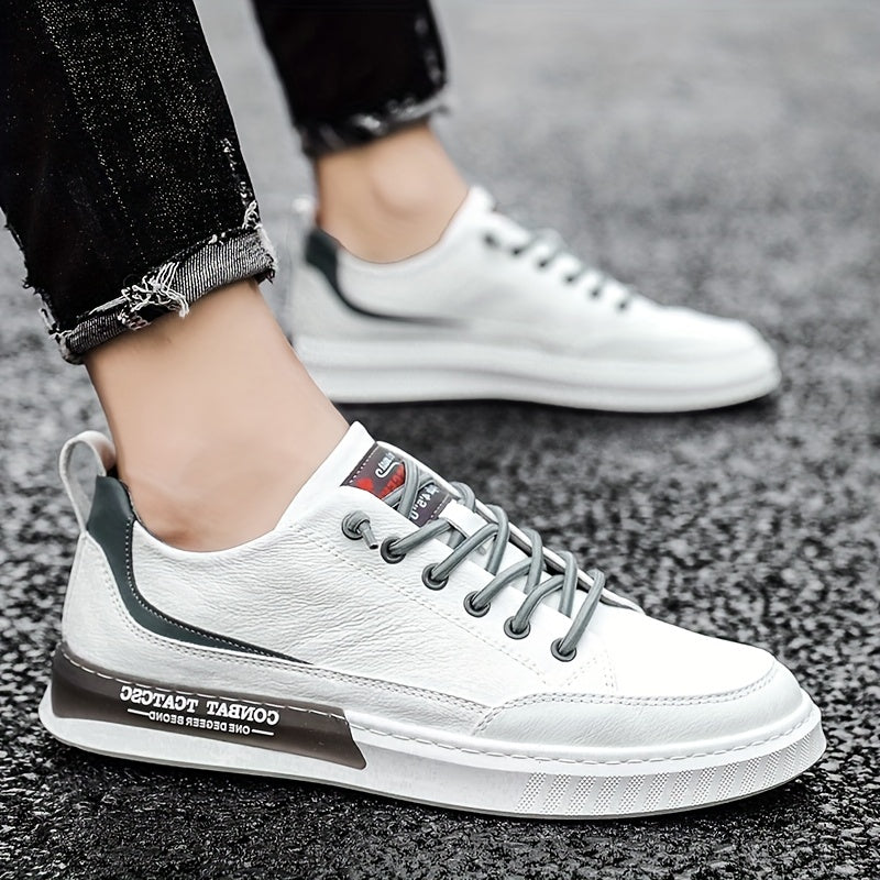 Men's Slip On Leather Skate Shoes Walking Sneakers