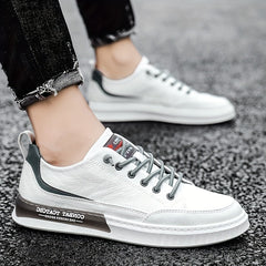Men's Slip On Leather Skate Shoes Walking Sneakers