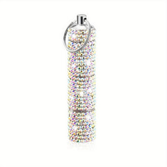 Rhinestone Pill Case Container Keychain for Travel