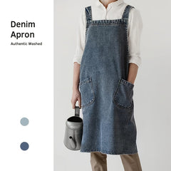 Vintage Haircut Denim Apron with Pocket