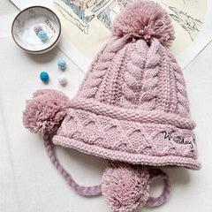 Winter Beanie Pom Pom Hat Stretch Knit Outdoor Sports Ski