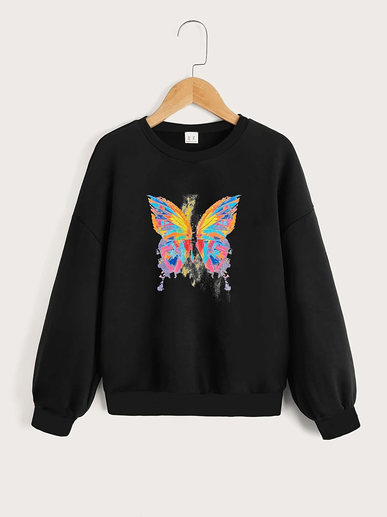 Girls' Smile Letter Print Pullovers Crew Neck Sweatshirt
