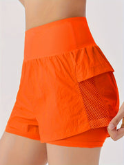 High Waist Breathable Sporty Shorts with Pocket