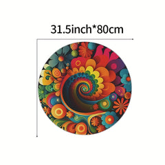 Colorful Ornamental Round Area Rug Soft Circles Carpet Non Slip