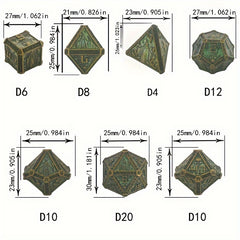 7pcs Metal Wizard Polyhedral Dices Set for RPG Board Game