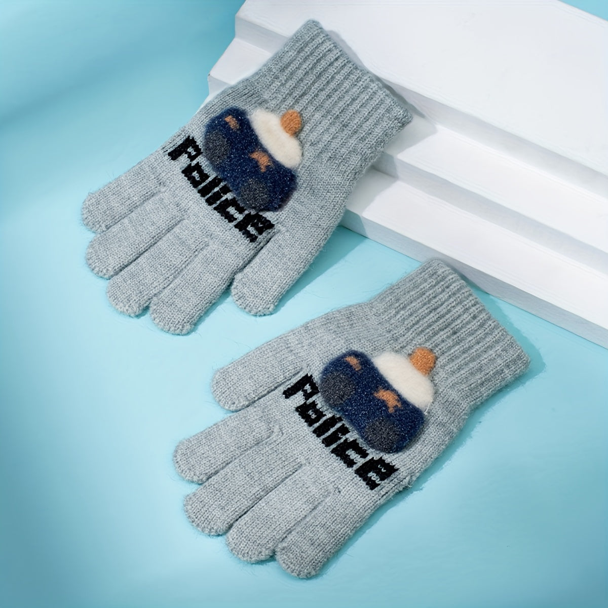 Children's Winter Gloves Boy's Five Finger Set Warm And Thick