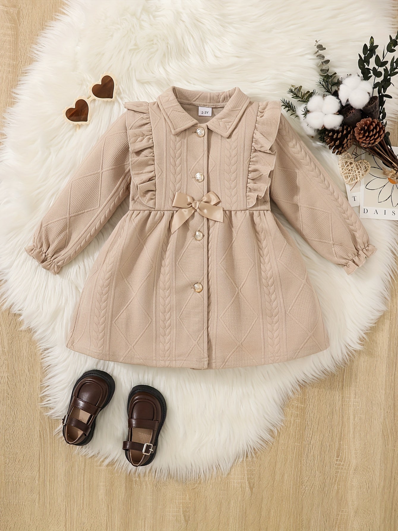 Baby Girls Bow Dress Coat - Stay Warm & Stylish this Winter