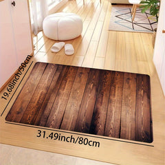 Wood Grain Print Rug Plank Striped Pattern Machine Washable Carpet