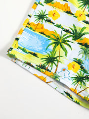 Men's Quick Dry Hawaiian Board Shorts - Cartoon Beach Pattern Swim Tr