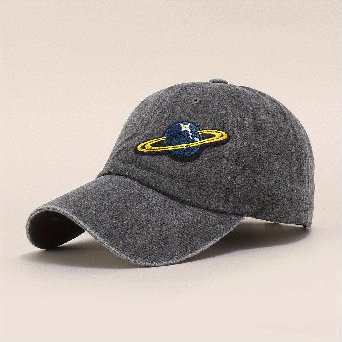 Planet Embroidery Baseball Cap Vintage Washed Distressed Dad Hat Unisex