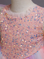 Girls Sequin Mesh Princess Skirt Ball Gown