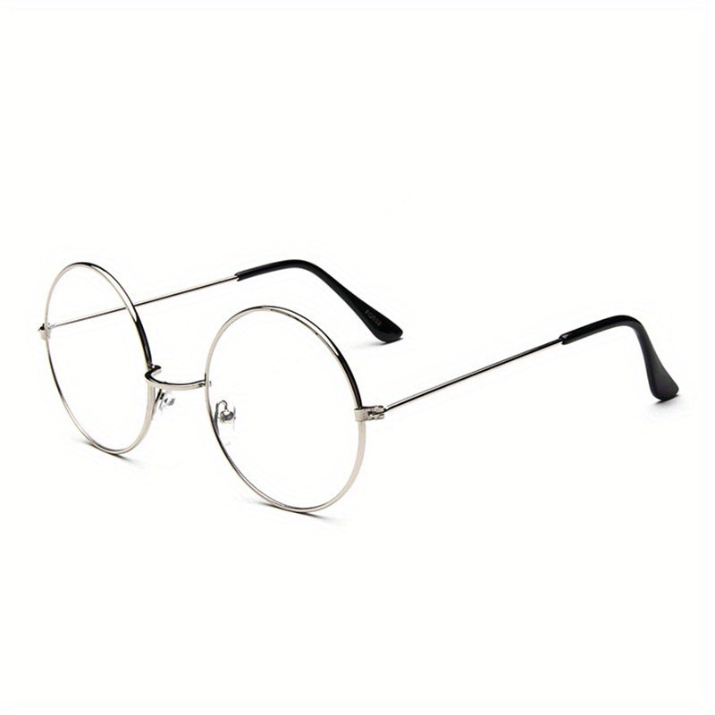 Classic Retro Round Glasses Frame Performance Props Flat Mirror Glasses