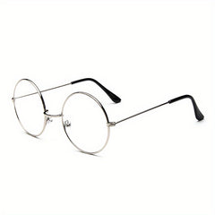 Classic Retro Round Glasses Frame Performance Props Flat Mirror Glasses