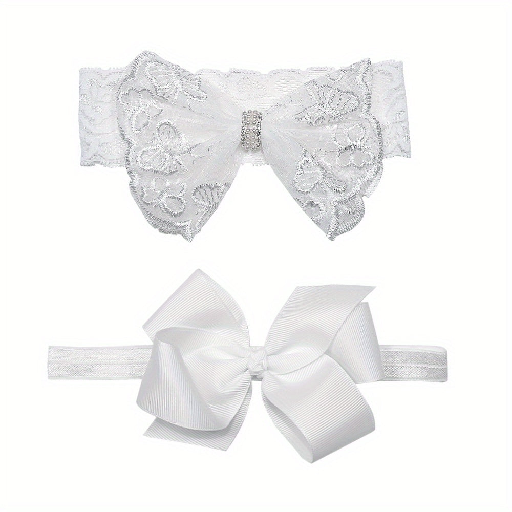 2pcs Butterfly Bow Lace Headbands for Baby Girls Kids