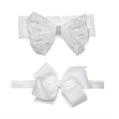 2pcs Butterfly Bow Lace Headbands for Baby Girls Kids