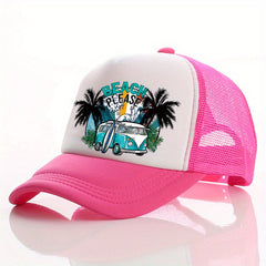 Summer Multicolor Beach Car Print Men's Peaked Cap