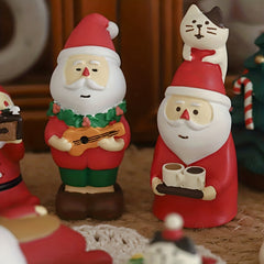 Cat Santa Claus Guitar Resin Ornament - Christmas Home Decoration