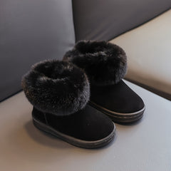 Girl's Furry Solid Snow Boots Warm Cozy Non slip Ankle Boots