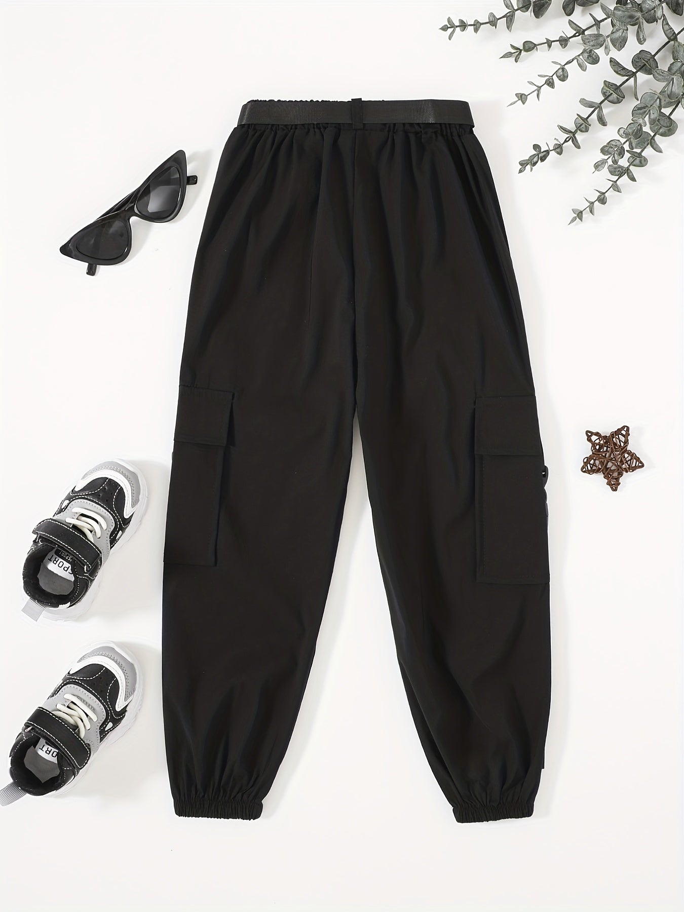 Girls Cargo Pants Casual Sweatpants With Belt Kids Spring Summer Clothes