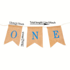 Burlap Dovetail Flag 1st Birthday Party Decoration Banner