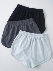 Y2K Drawstring Elastic Waist 3-Piece Set Sports Shorts