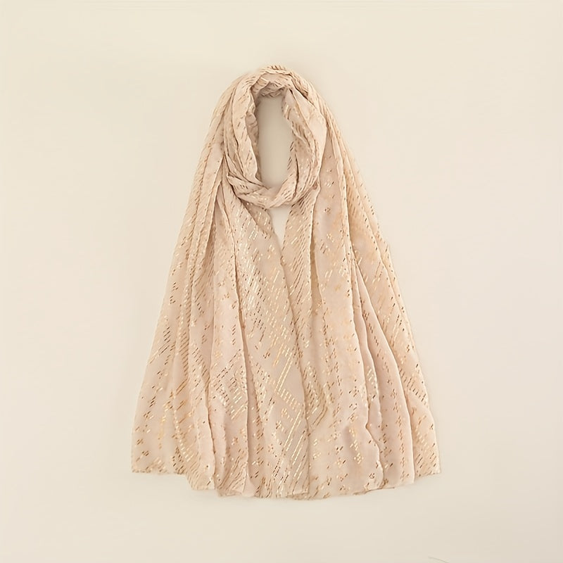 Hot Stamping Shawl Thin Breathable Scarf Retro Solid Travel Casual Hijab