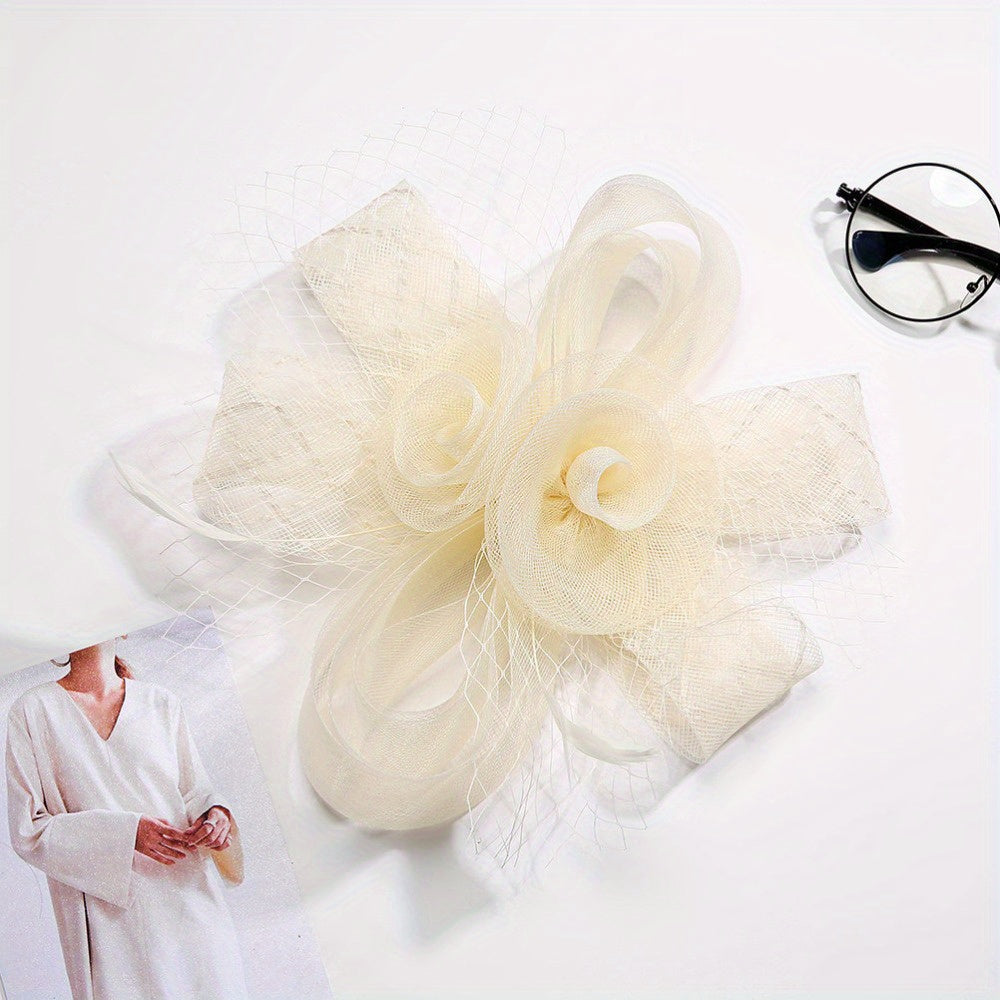 Mesh Flower Head Piece Bridal Fascinator Headpiece
