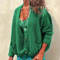 Casual Cardigan Women's Plus Solid Button Up Long Sleeve