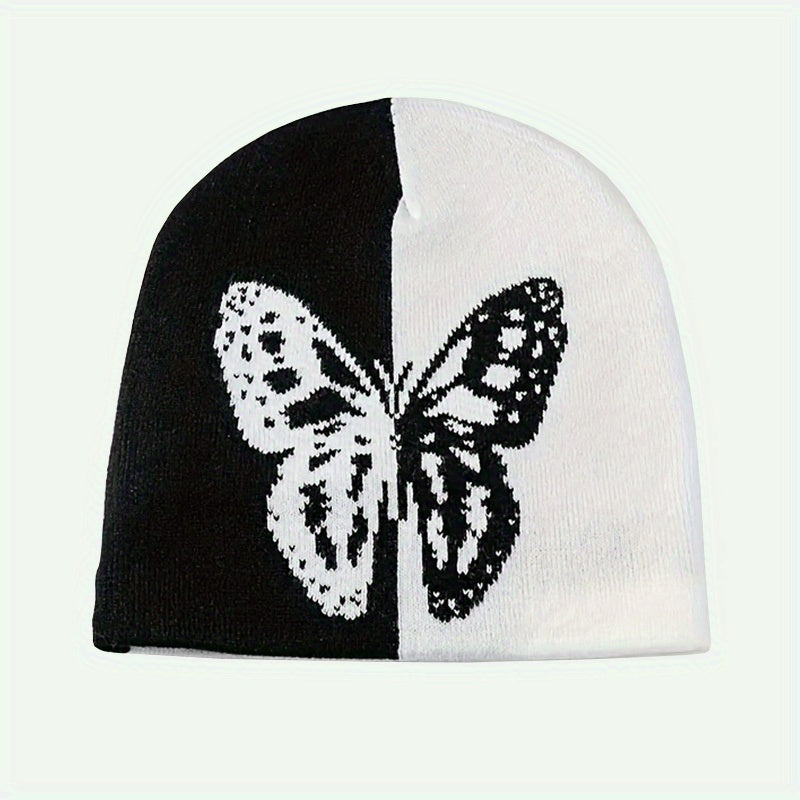 Y2K Jacquard Weave Beanie Knit Hat Women's Elasticity Knitted Hat