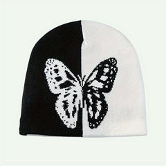 Y2K Jacquard Weave Beanie Knit Hat Women's Elasticity Knitted Hat