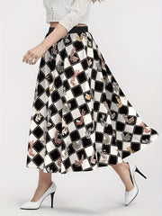 Flower Basket & Argyle Print Maxi Skirt