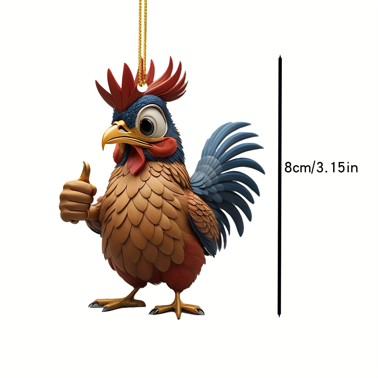 1pc Rooster Christmas Car Pendant Acrylic Tree Rearview Mirror Decoration Gift