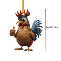 1pc Rooster Christmas Car Pendant Acrylic Tree Rearview Mirror Decoration Gift