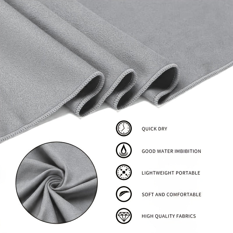 2pcs Zipper Bag Microfiber Travel Towel Soft Beach Fitness Towel