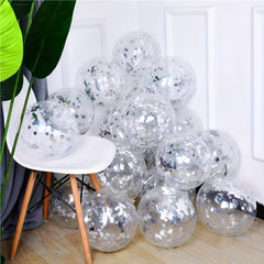 20pcs Silvery Confetti Balloons 12in for Birthday Wedding Party Decoration