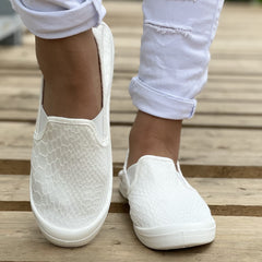 Flat Canvas Shoes Snakeskin Slip On Loafers Casual Walking Shoes