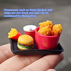 Miniature Fried Chicken & Hamburger Set for Dollhouses