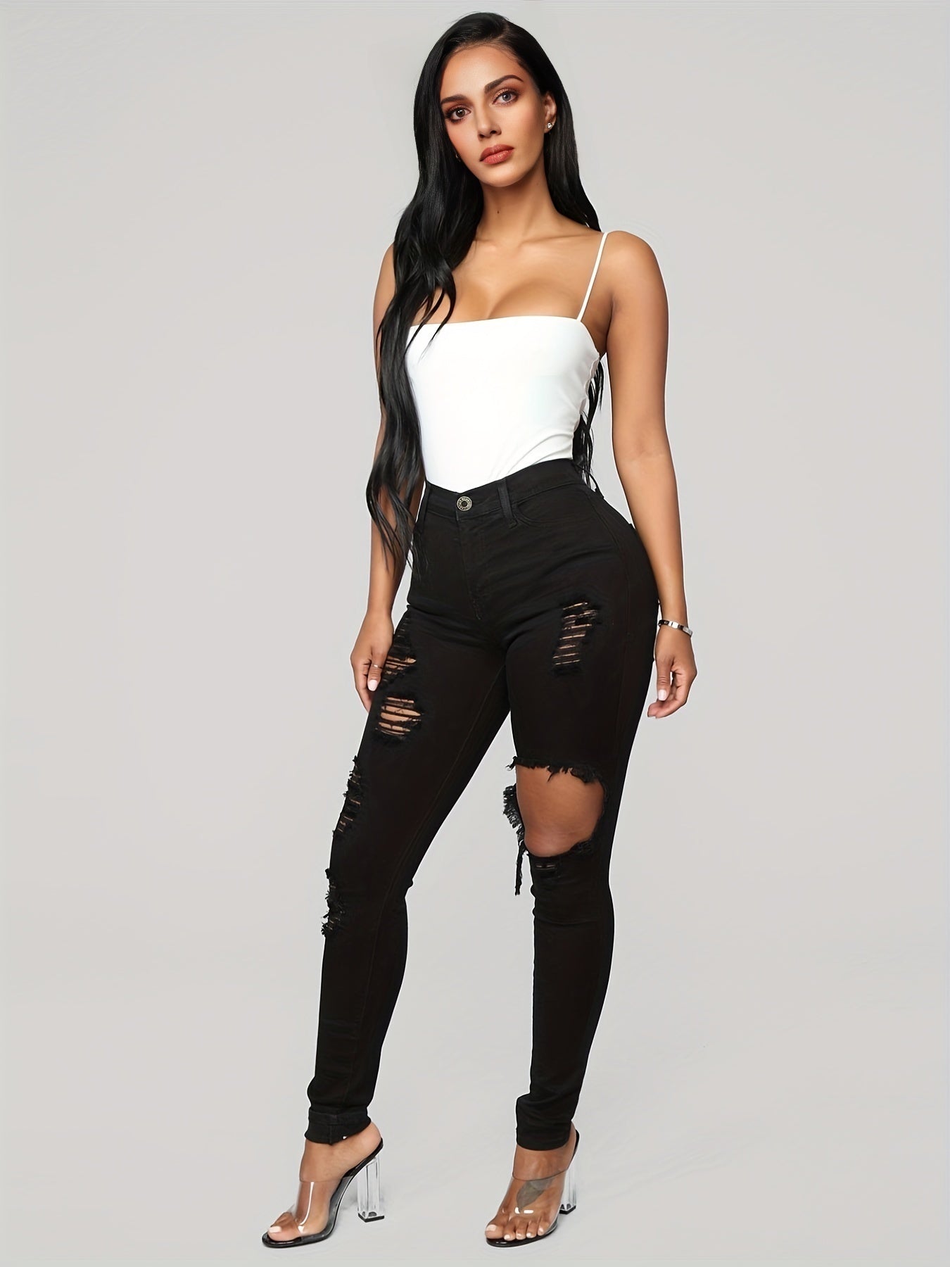 High Strech Ripped Skinny Denim Jeans