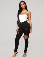 High Strech Ripped Skinny Denim Jeans