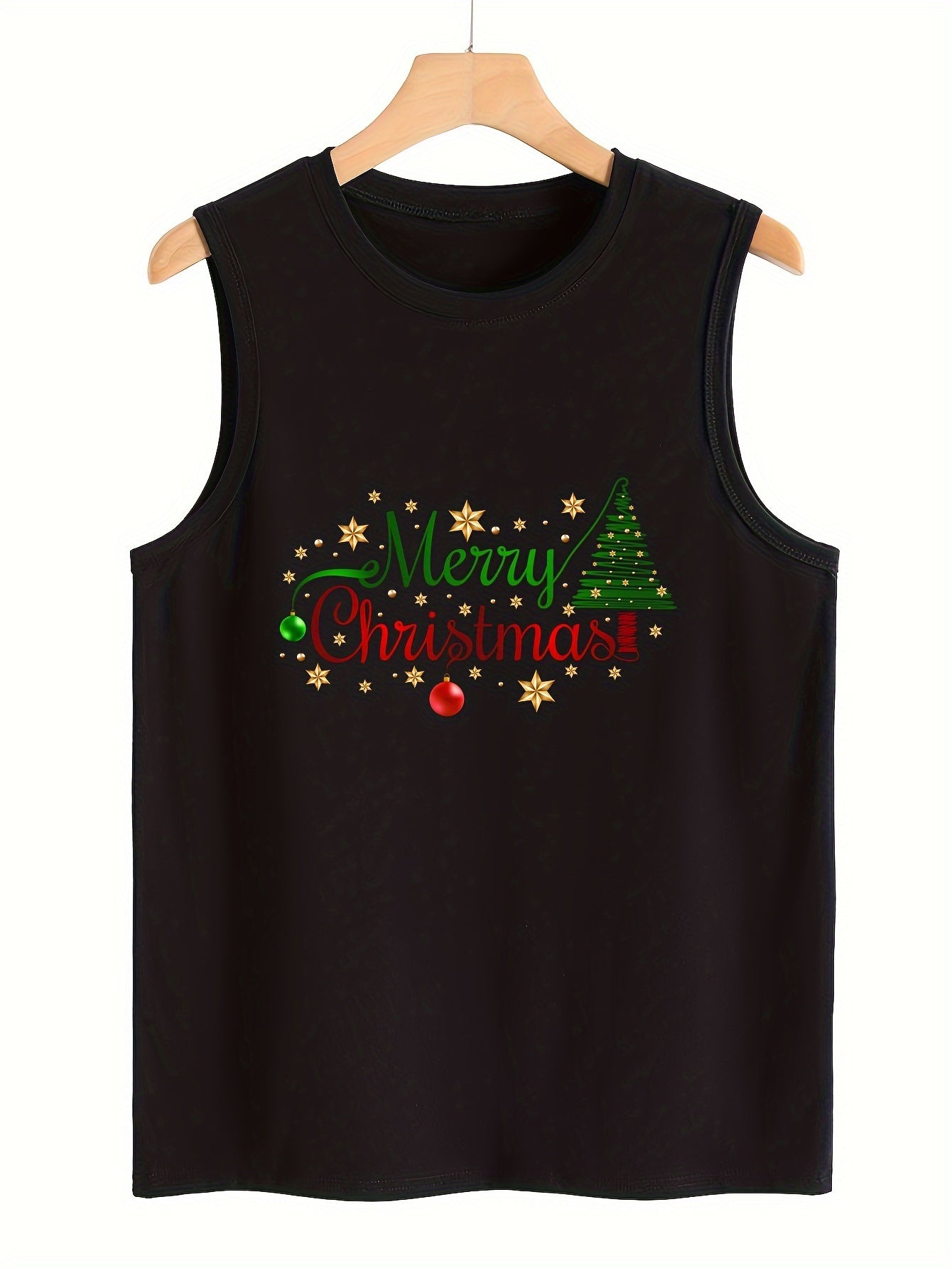 Christmas Tree & Star Print Sleeveless Sports Vest Women's Activewear