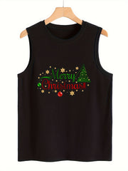 Christmas Tree & Star Print Sleeveless Sports Vest Women's Activewear
