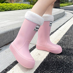 Women's Waterproof Rain Boots High Tube Warm Work Shoes