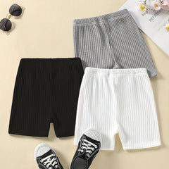 3pcs Girls Ribbed Thin Leggings Anti slip Summer Clothes Kids Girls Shorts