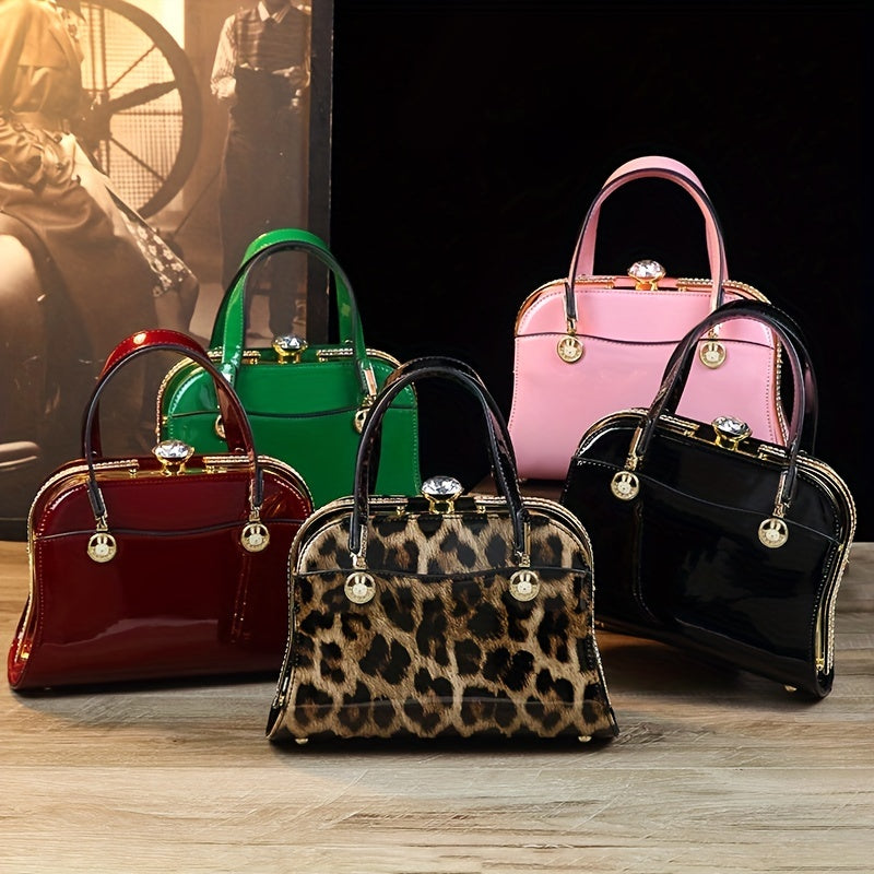 Vintage Rhinestone Satchel Bag Classic Retro Handbag For Party